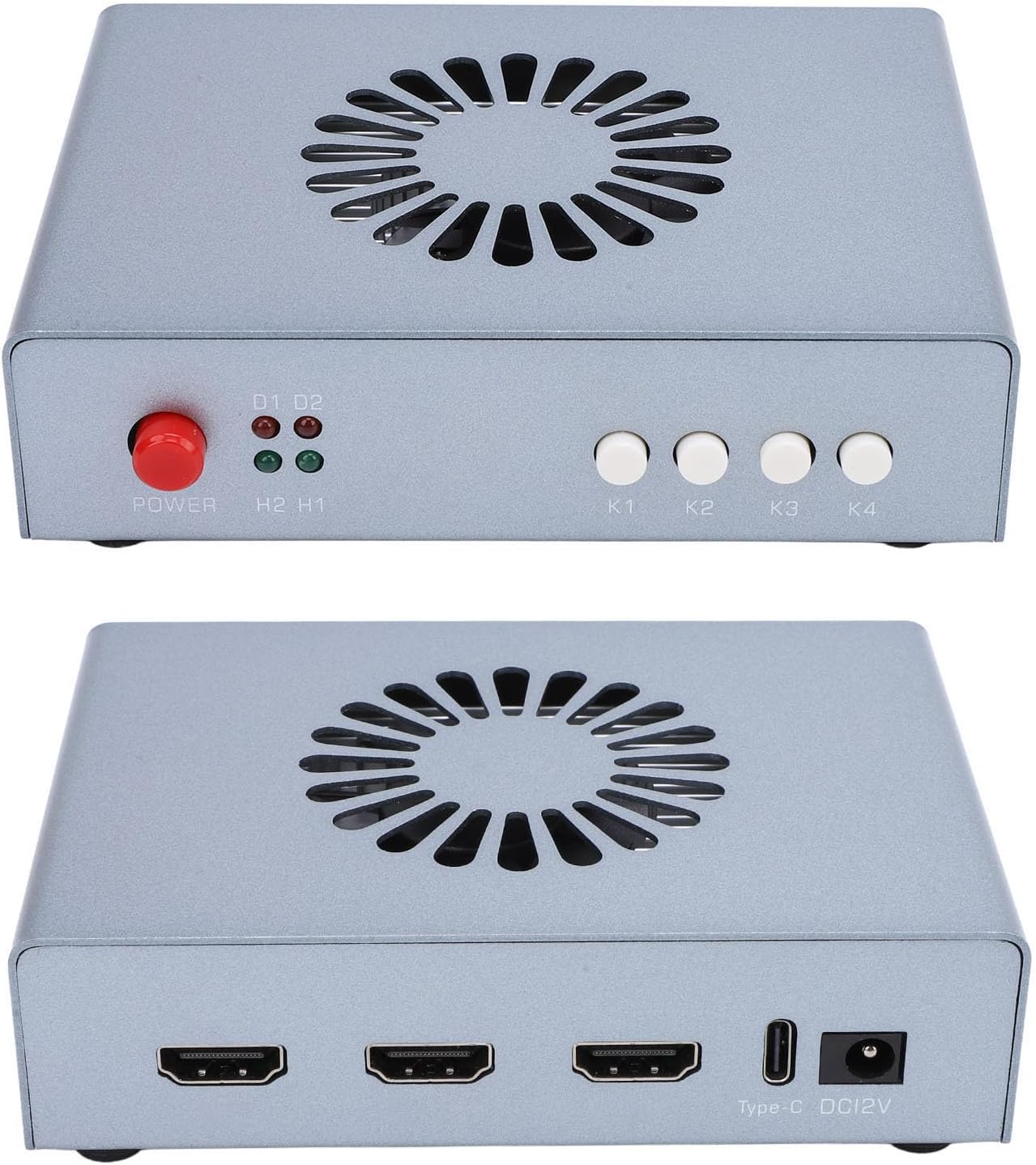 HD Multimedia Interface Synthesizer Fuser Combiner Advanced 2K 144Hz DMA Hardware Adaptive Display Overlay Plug Play for Financial Trading Rooms Data Centers Aluminum Alloy (US Plug)