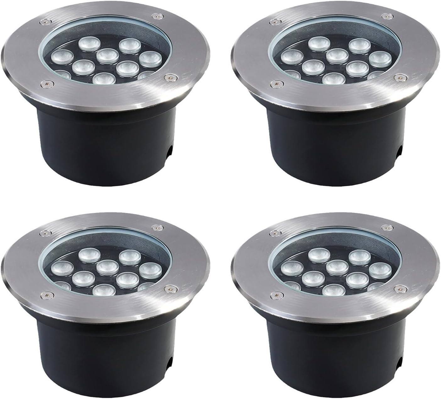 4 Pack Garden Recessed Ground Light AC85-110V IP66 Waterproof Underground Lights for Outdoor, Patio, Step, Driveway, Deck Landscape Lamp