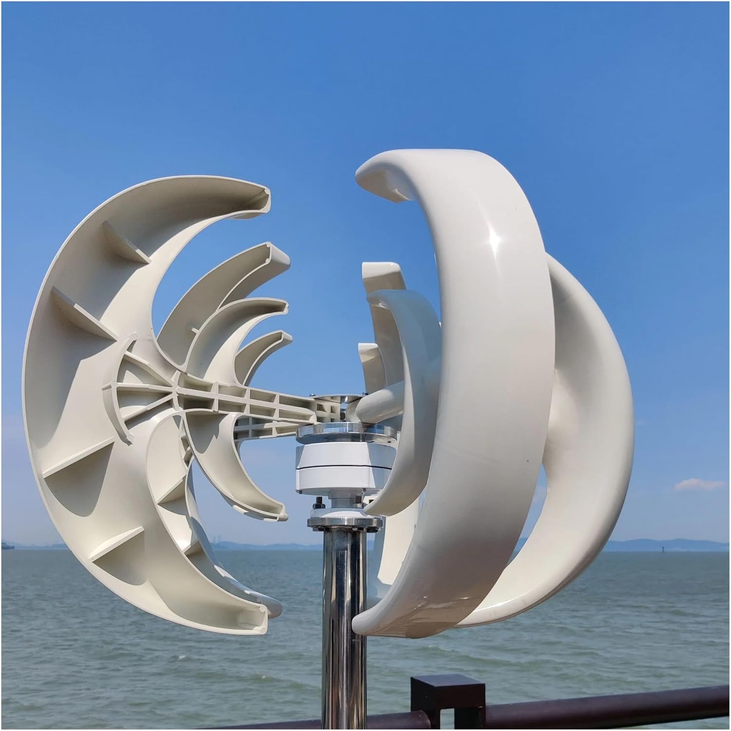 800W 1000W 12V/24V 5 Blades Wind Turbine Generator Complete Set Windmill Generate Vertical Axis Wind Turbine Low Starting Speed for Home(Green,with MPPT Controller_24V)
