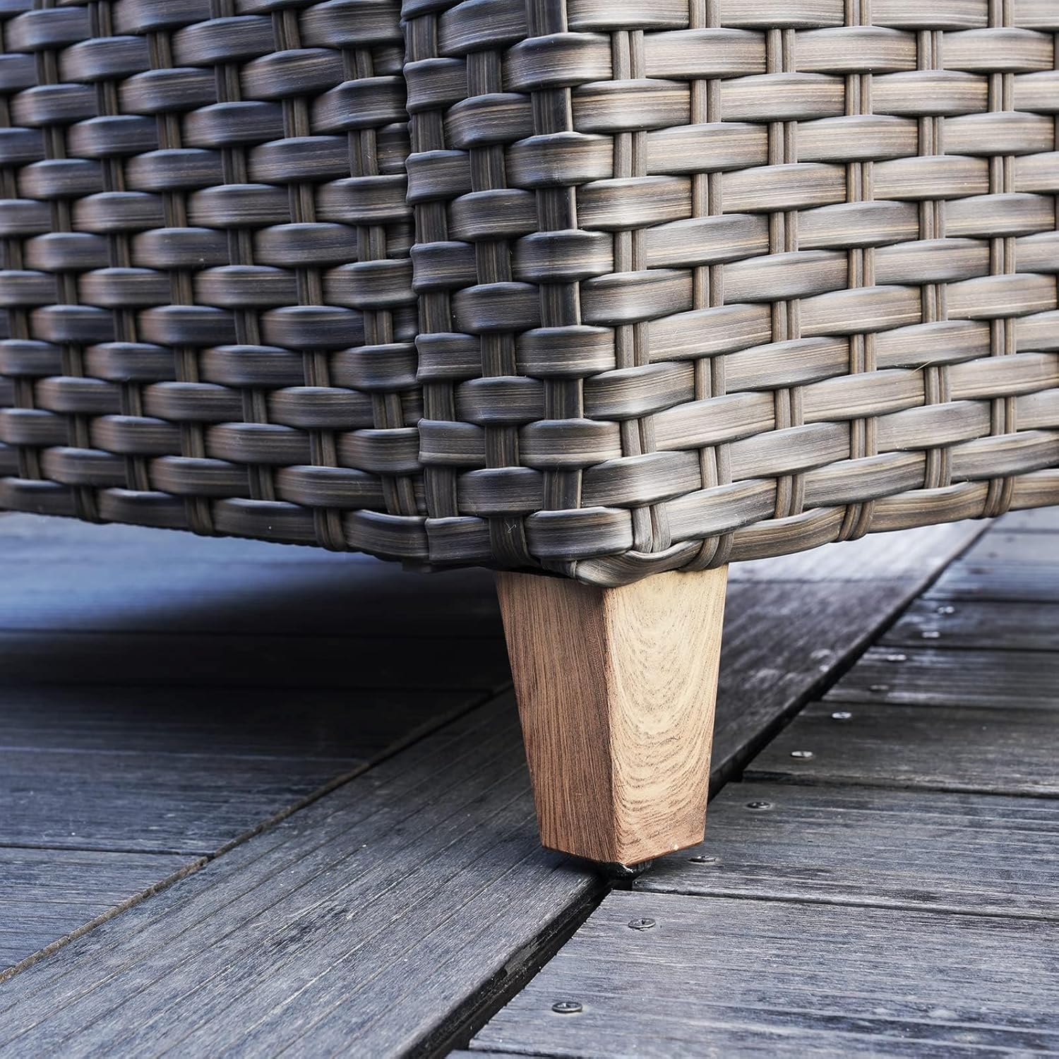 Grand patio Sofa Sets 6 Pieces Conversation Set with Fire Pit Table, Wicker Patio Furniture Sectional Sofa with Thick Cushions for Yard Garden Porch (Set for 5 Firetable, 6 PCS)