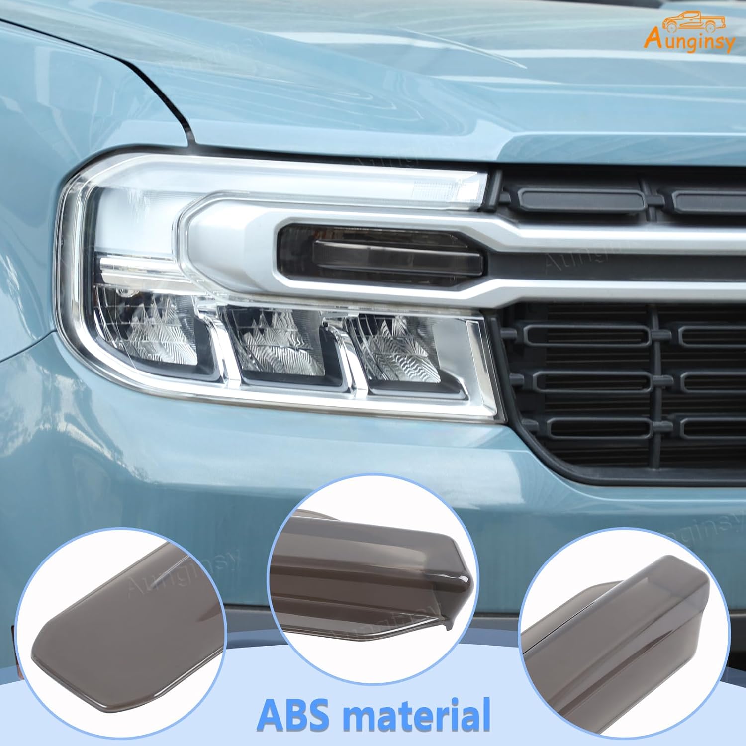 Car Front Turn Signal Light Len Cover Trim Compatible with Ford Maverick 2022-2024 Front Bumper Headlight Lamp Cover Shell Shade Smoked Black Dual Flashing Signal Parking Light Frame Bezel Accessories