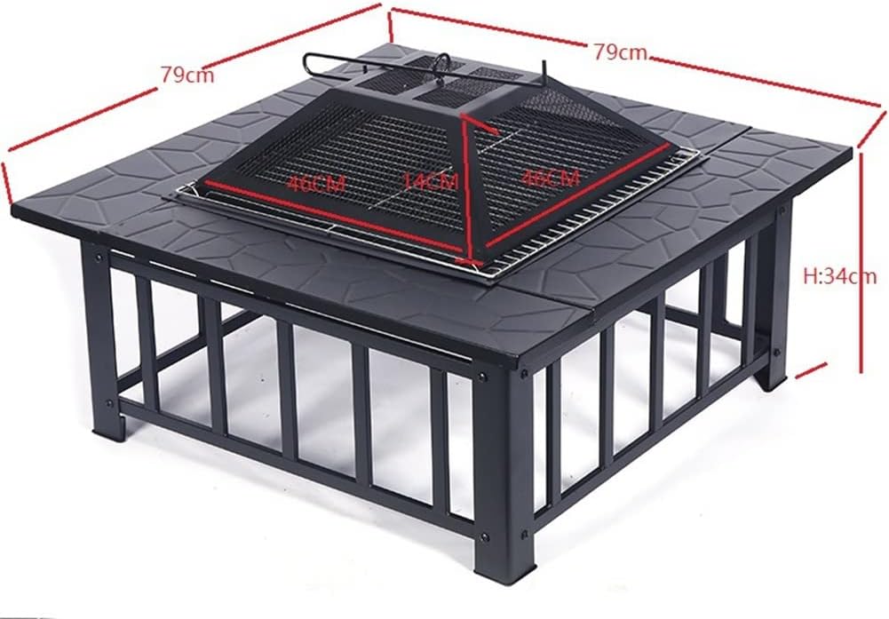 Suqre Metal Tabletop Fire Pit, Outdoor Wood Burning Firepit Heating and BBQ Grill Dual-use, Perfect for Garden Backyard Xmas Patio