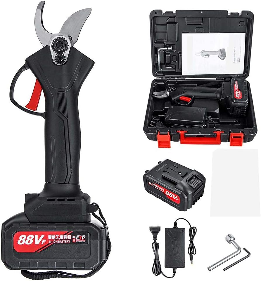 Cordless Pruner, 88V Electric Pruning Shear Secateur, with Lithium-Ion Battery, Garden Pruner Branch Cutter