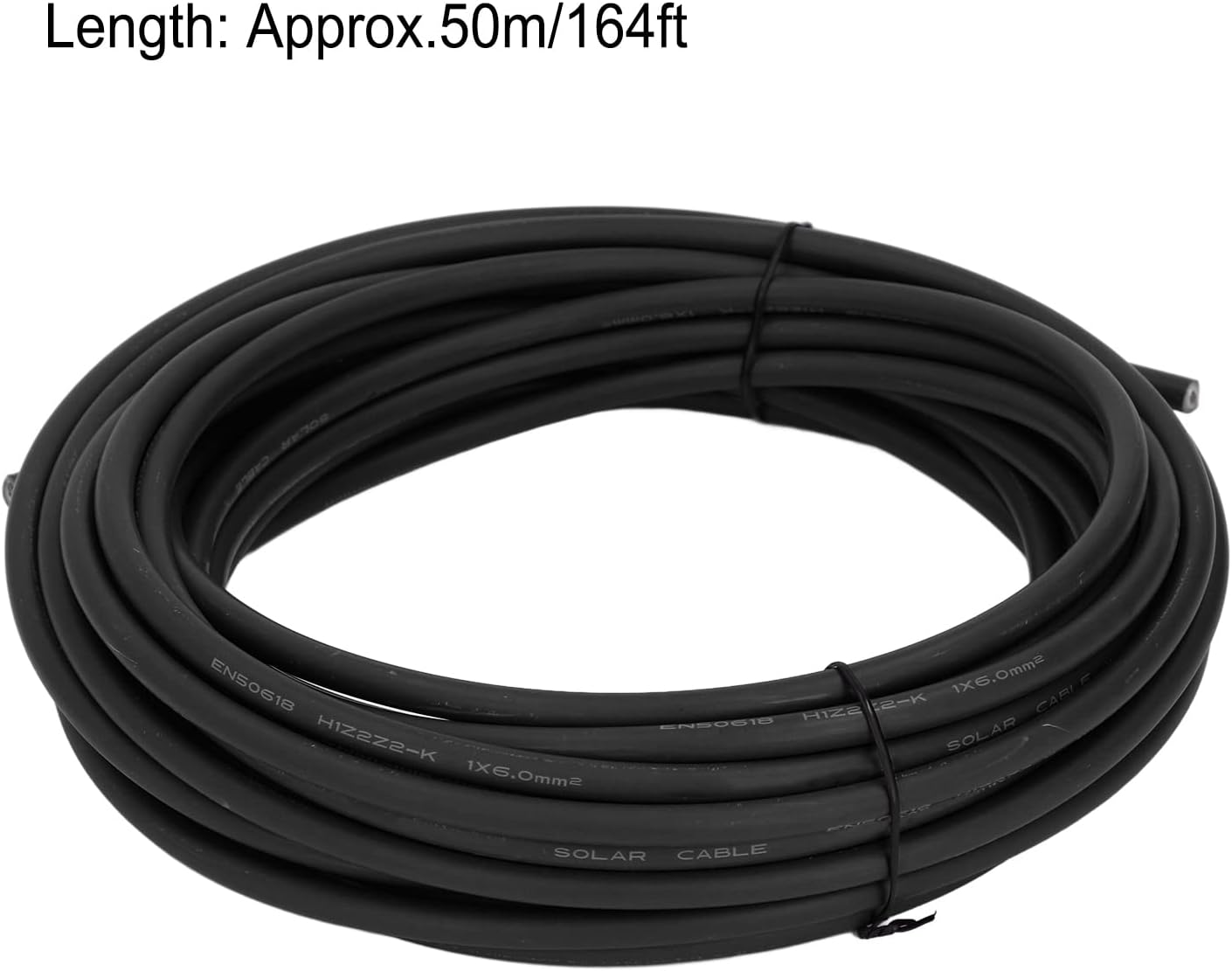 Solar PV Wire, 6 Photovoltaic Cable Solar Photovoltaic Cable Double Layer Insulation Tinned Copper, Solar and Wind Power Parts and Accessories (Black 50m/164ft)