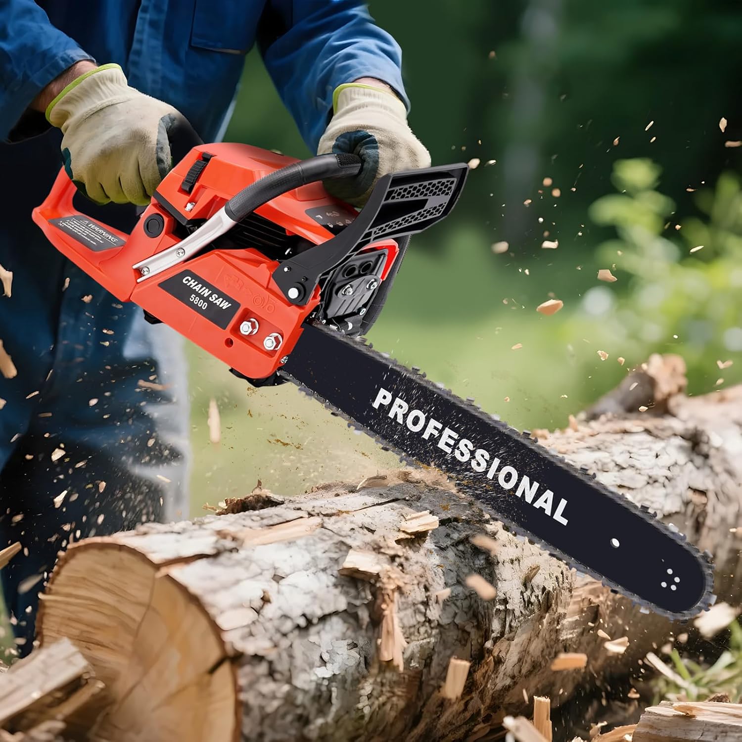 20'' Gas Chainsaw 58CC 2.6KW 2-Stroke Engine Petrol-Powered Chainsaws Powerful Small Handheld Cordless Chain Saw Set for Cutting Wood Branches Outdoor Farm