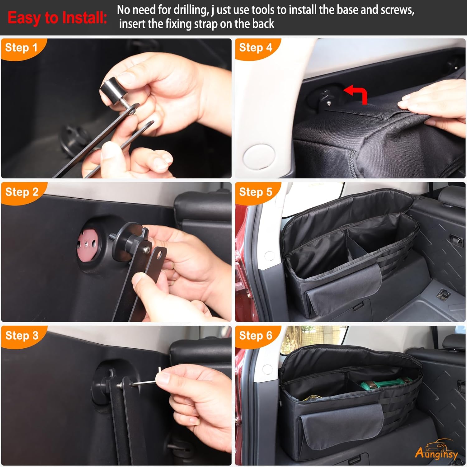 Aunginsy Car Trunk Organizer Compatible with Toyota FJ Cruiser 2007-2021 Car Trunk Storage Box Backseat Hanging Organizer Rear Left Storage Bag Organizer Multi-Compartment Oxford Cloth Accessories