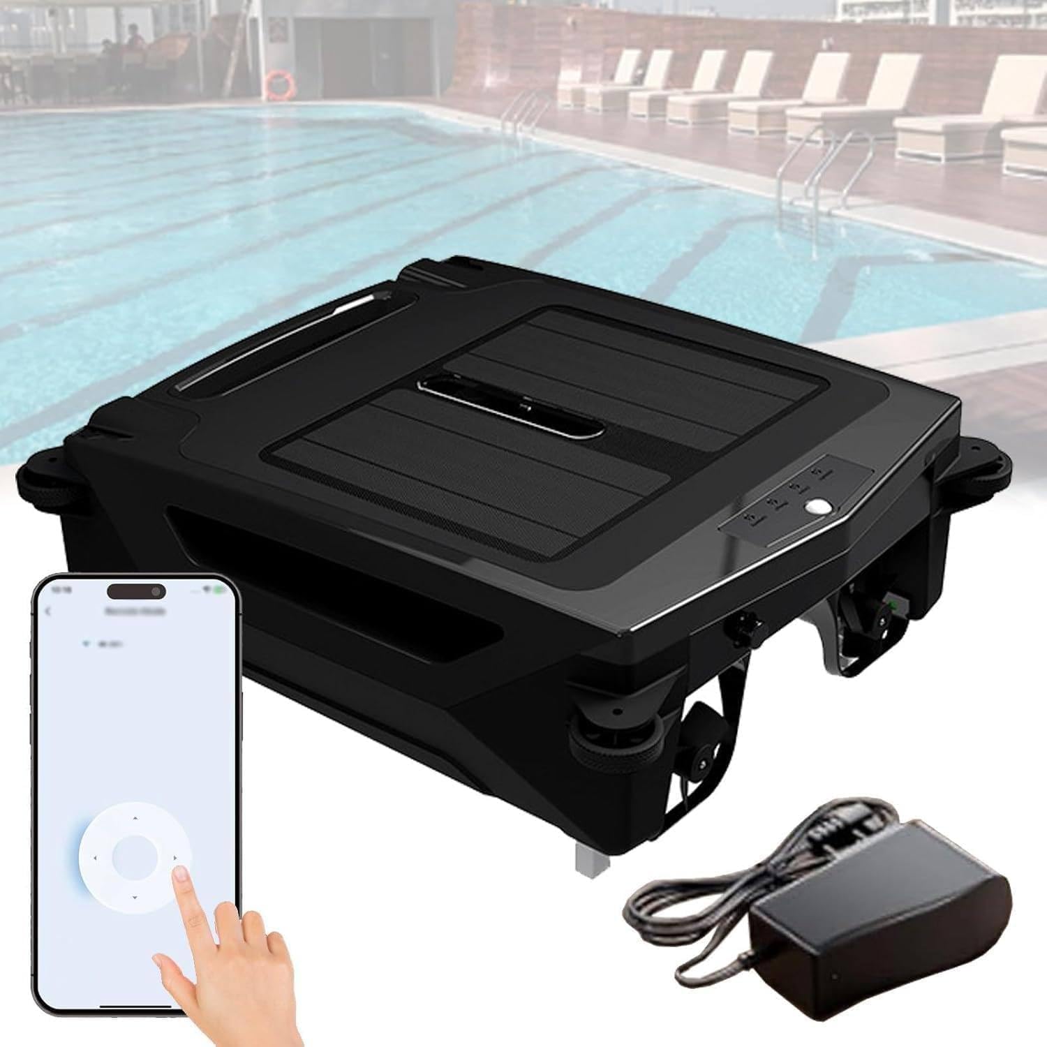 Ai Pool Cleaner Robot, Robotic Pool Skimmer Cleaner, with Dual Charging (Solar/Adapter), 2 Cleaning Modes, Automatic Obstacle Avoidance and Escape Function