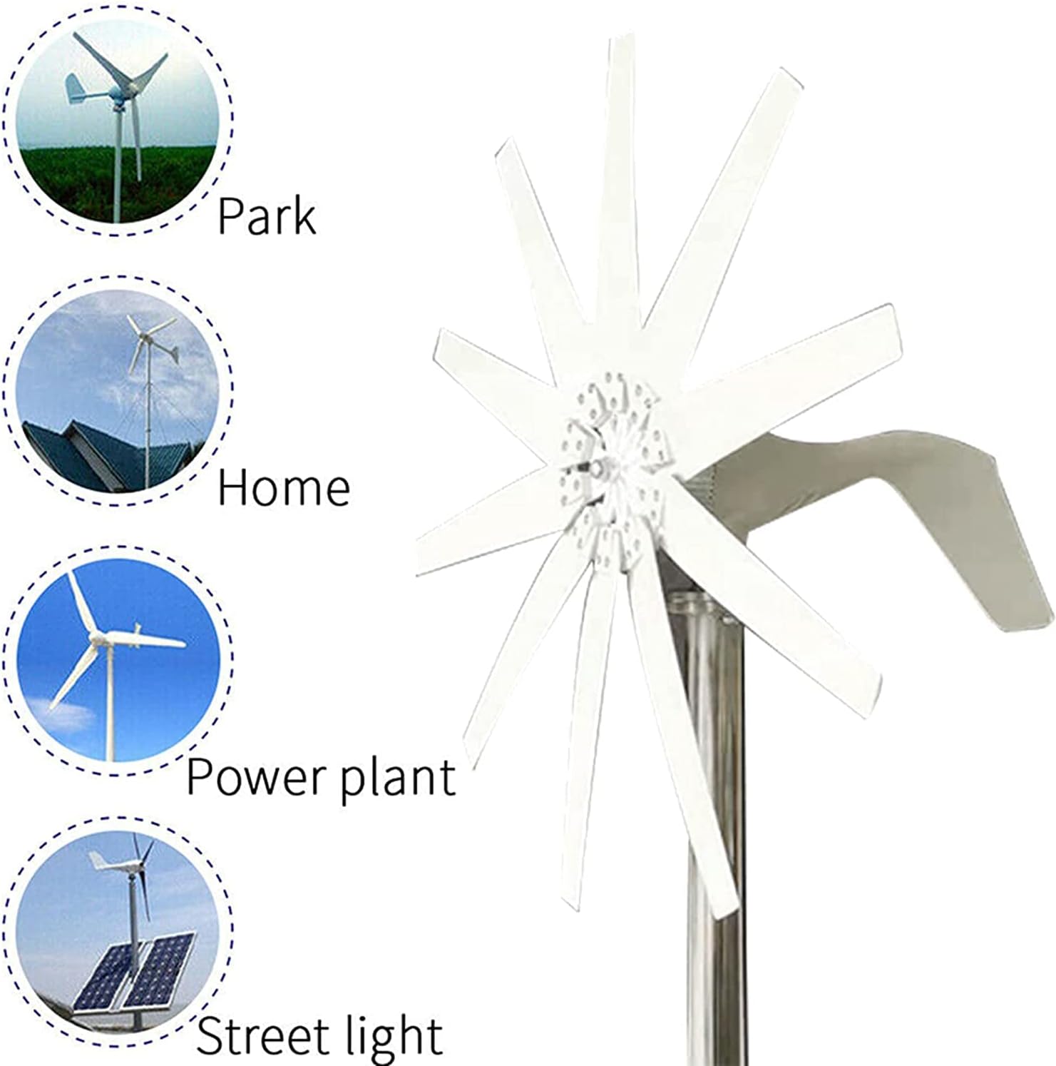 8000W Wind Turbine Generator 10 Blades Free Energy Windmill 12V 24V 48V Wind Power with Controller for Home Outdoor Camping