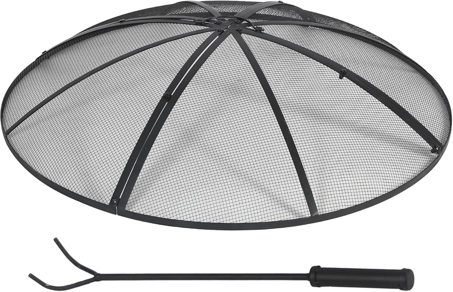 Lineslife Fire Pit Spark Screen 40 Inch Cover Round, Heavy Duty Collapsible Outdoor Fire Pit Mesh Screen, Metal Fire Pits Top Lid with Ring Handle for Patio Backyard, Black