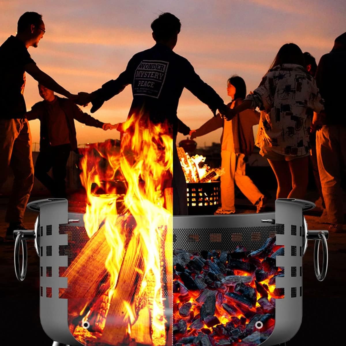 Camping Stove,Wood Burning Pit,Portable Fireplace, Outdoor Wood Burning Firepit, Camping Stove for Hot Tents and Patio,2 in 1 Fire Pit Patio Barbecue Grill