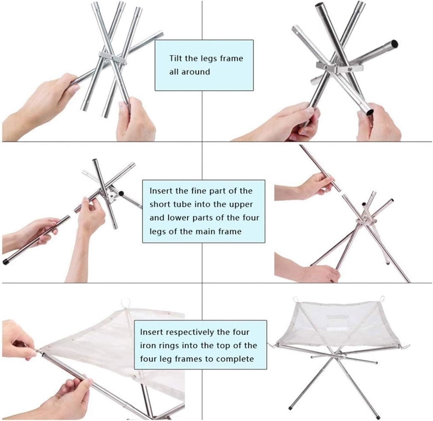 Outdoor Fire Pit Portable Fire Pit, Outdoor Camping Folding Wood Burning Backpack Stove, with Storage Bag, Collapsing Stainless Steel Mesh Fireplace