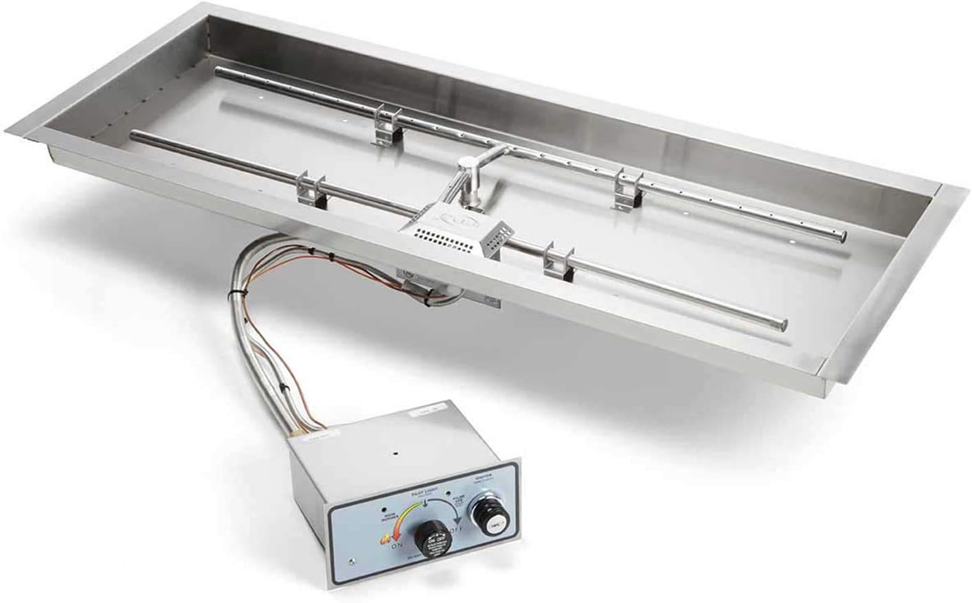 HPC Fire Push Button Flame Sensing Fire Pit Burner Kit (FPPK42X14-H-FLEX-NG), 42x14-Inch Bowl Pan, Natural Gas, UL Listed