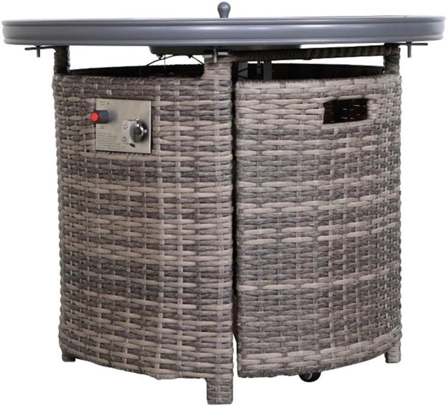 Living Source International 25'' H x 32'' W Outdoor Fire Pit Table with Lid