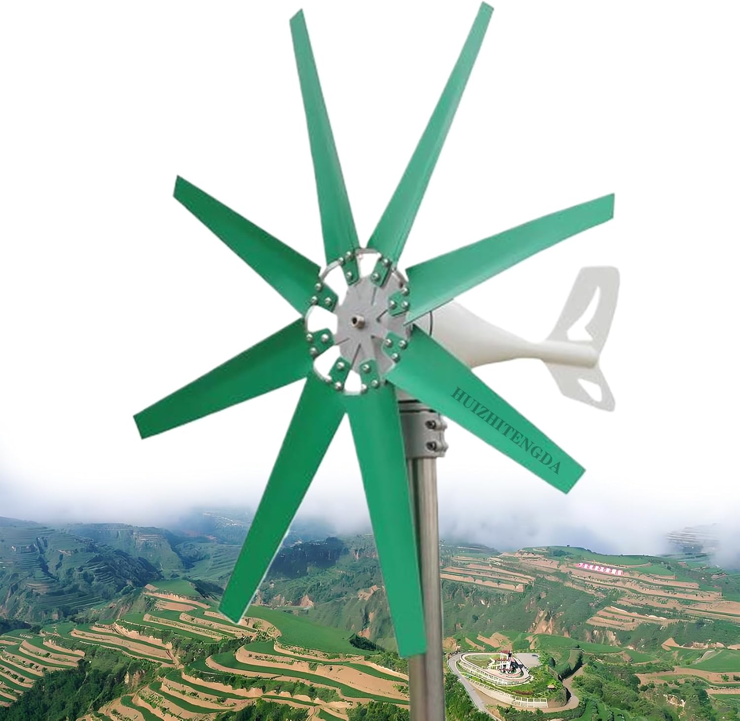 10000W 12V/24V Vertical Axis Wind Turbine Generator,8 Blades Start-Up 2M/S Rated 13M/S for Home Boat Wind Solar System,12v