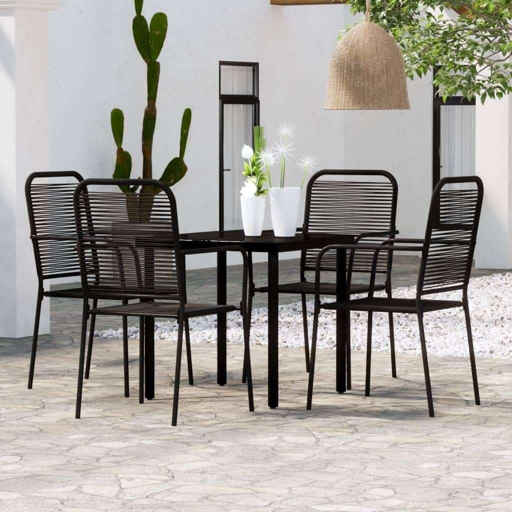 5 Piece Patio Dining Set Black,Modern Black Dining Set for Garden, Patio, Terrace, Kitchen Stylish Outdoor Dining Furniture Furniture Sets for Patio, Lawn & Garden