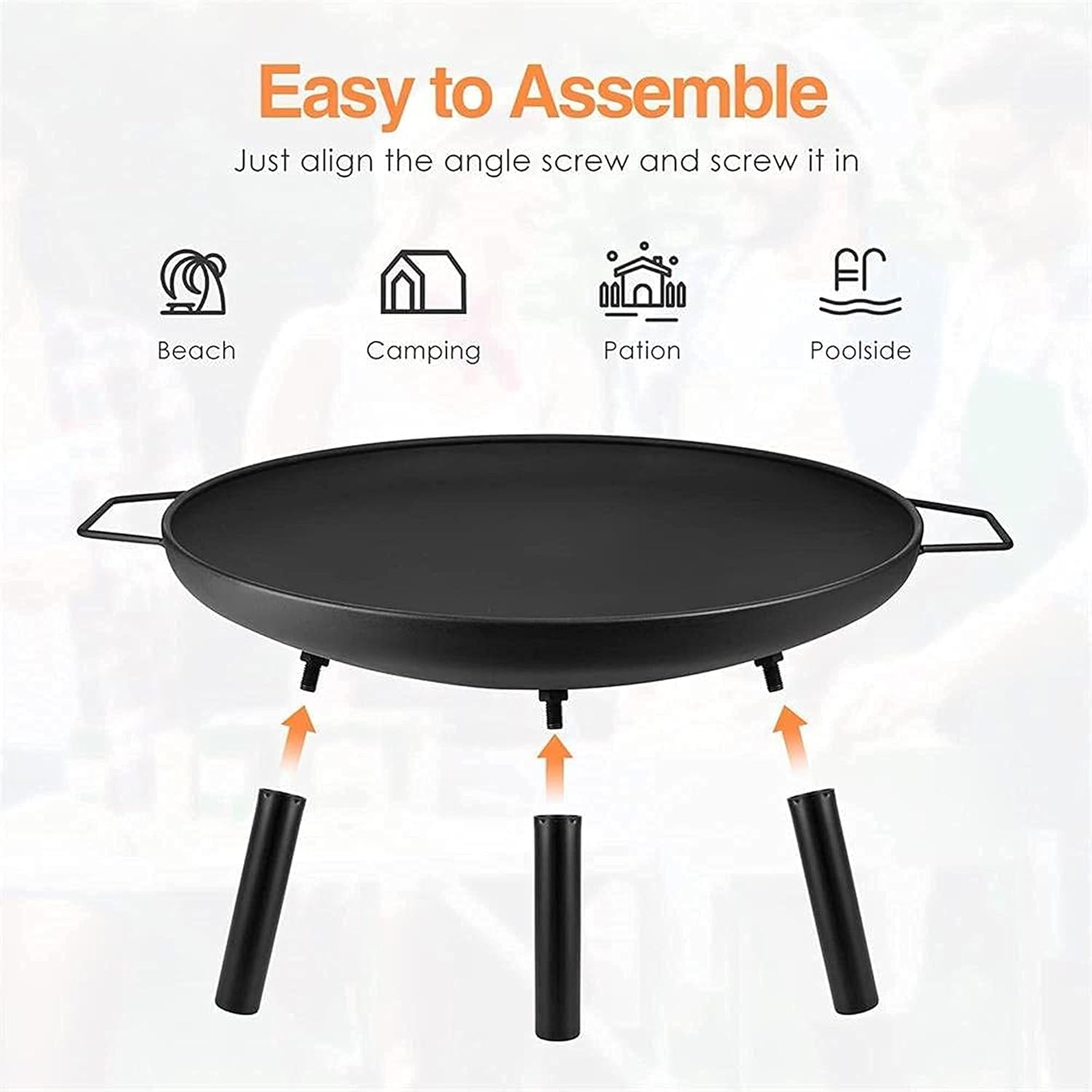 Outdoor Fire Pits & Bowls, Round Wood Burning Fire Pit, Portable Fire Pit BBQ Grill Patio Heater Fireplaces, for Outside Backyard Picnic Bonfire