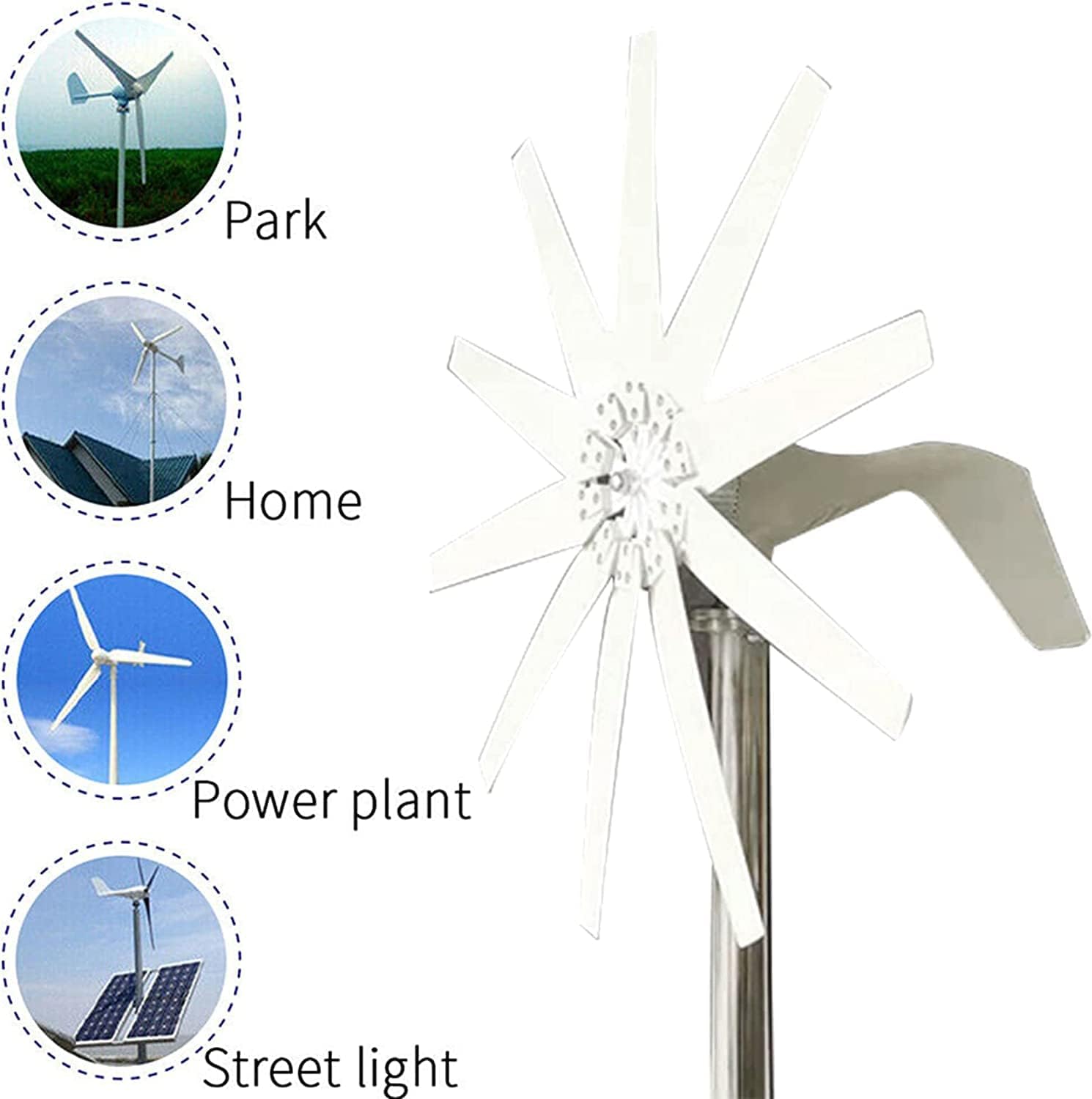 LiuSj JUnSt 6000W Small Wind Turbine,with 10 Blades Small Wind Turbine Low Noise High Efficiency Wind Turbine Generator for Home Street Light,48v