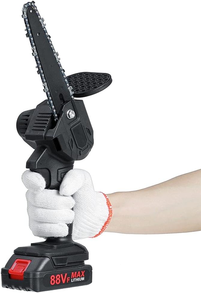 6 Inch 1500W 88V Mini Electric Chain Saw with 2 Battery Indicator Rechargeable Woodworking Pruning Power Tool