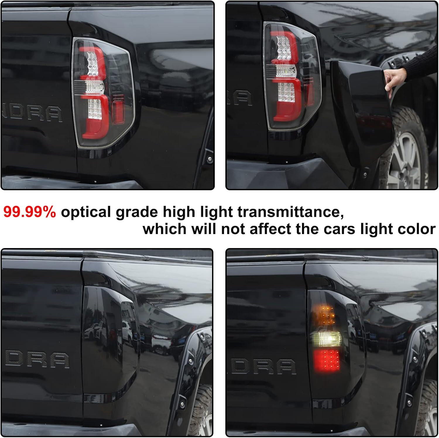 Aunginsy Car Rear Tail Light Cover Tail Lamp Shell Shade Compatible with Toyota Tundra 2014-2021 Smoked Taillight Shell Trim Cover Tail Light Lamp Guard Protective Frame ABS Accessories