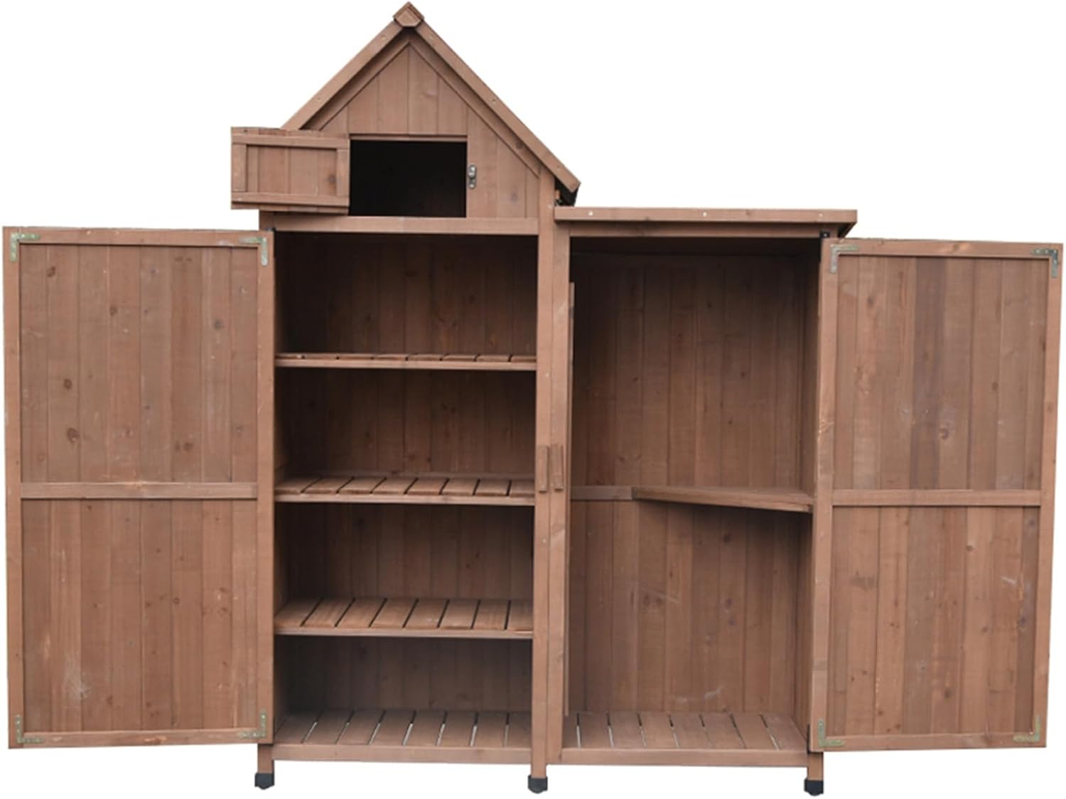 Garden Tool Storage Cabinet, Outdoor Wooden Storage Shed with Waterproof Asphalt Roof, Outside Tool Storage Shed for Garden Backyard Lawn (One Color Brown)