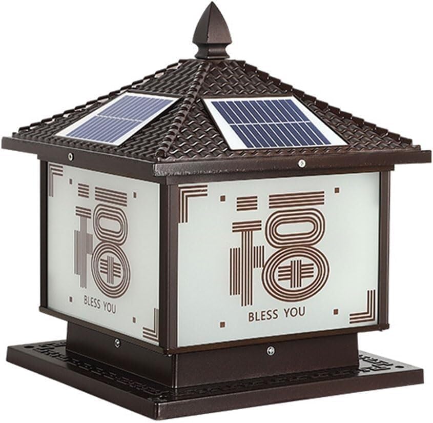 Solar Pillar Light Landscape Outdoor Waterproof Lighting Pillar Light Aisle Lighting for Garden Villa(Coffee Color,50CM)