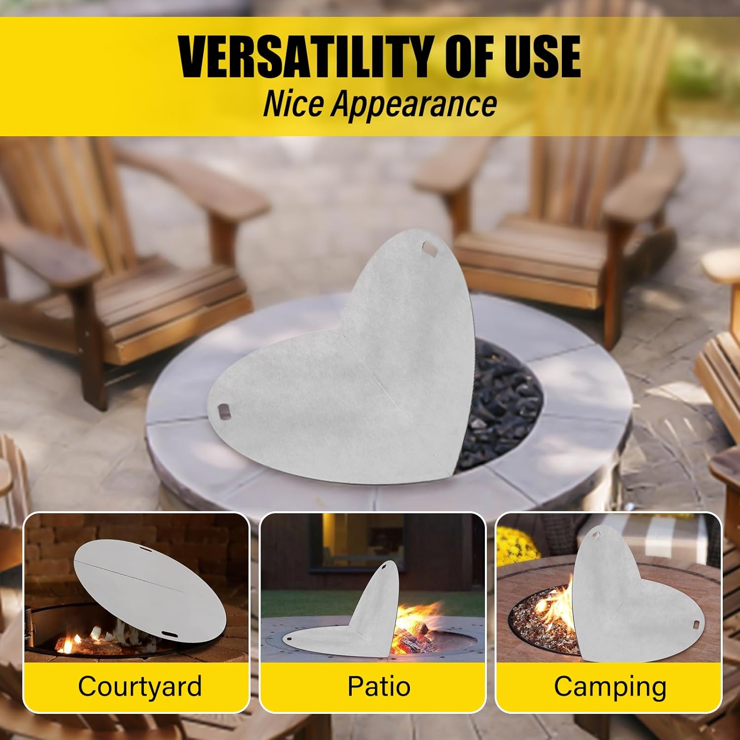 Fire Pit Lid Round, 40 Inch Foldable Fire Pit Ring Snuff Cover, 3mm Thickness 430 Stainless Steel Fire Pit Spark Screen Cover, Built-in Handle Fire Pit Lid for 40 in Round Floor Type Brazier