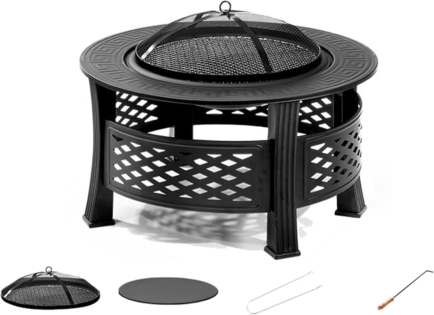 Fire Pit with Grill Large Firepit Table Outdoor Firepit for Yard Patio Bonfire Camping Picnic Party
