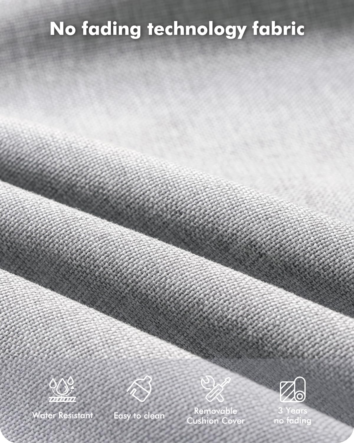 5 Pieces Patio Furniture Set,Outdoor Furniture with Rockers, Rattan Conversation Sets w/Coffee Table, Grey Wicker Light Grey Cushion