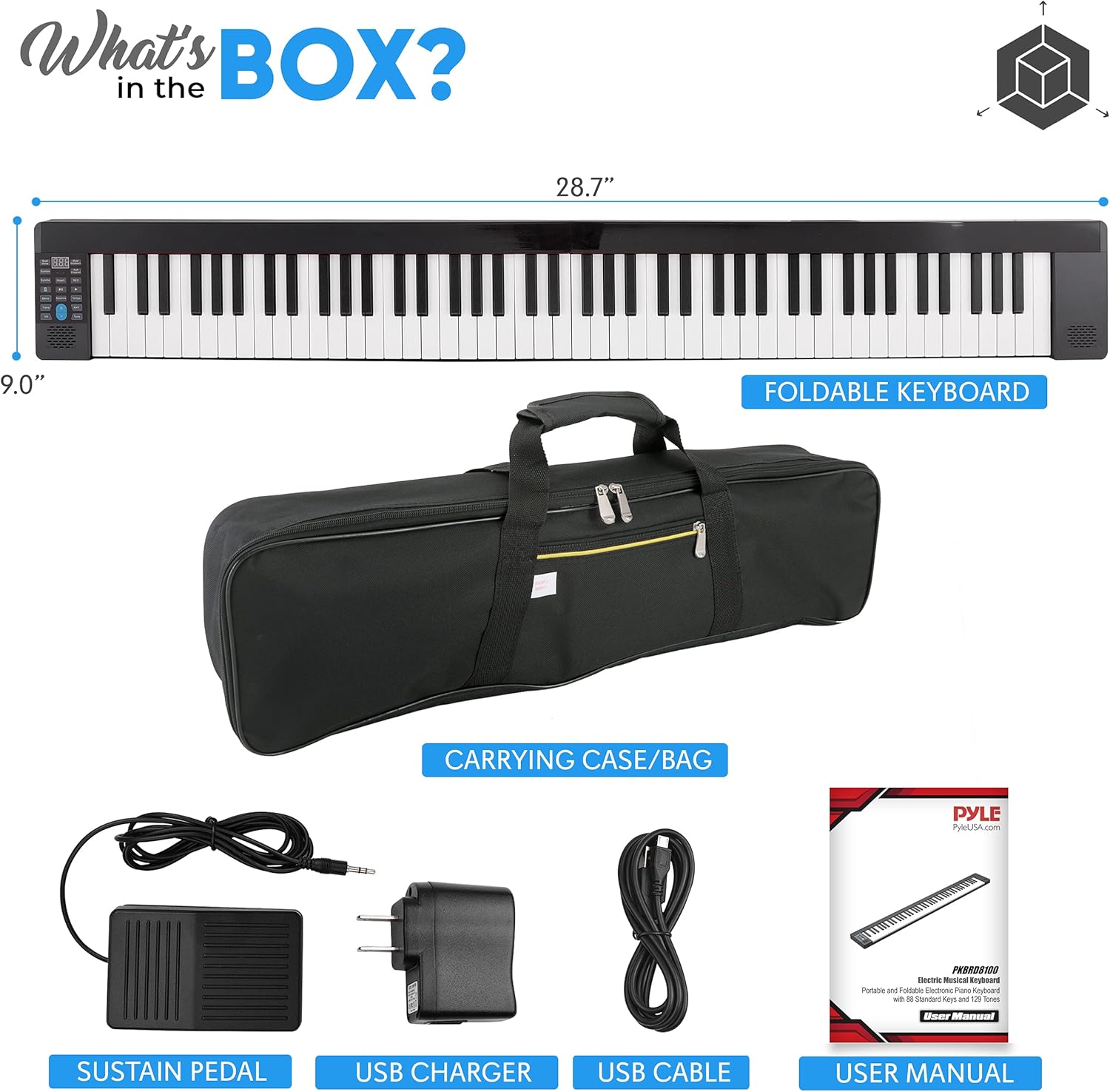 Pyle 88-Key Electric Piano Keyboard – Full Sized Bluetooth Enabled Keyboard with 28 Rhythms & Tones, Built-In Speaker, Sustain Pedal, Piano Bag, Portable Design, Ideal for Beginners and Professionals