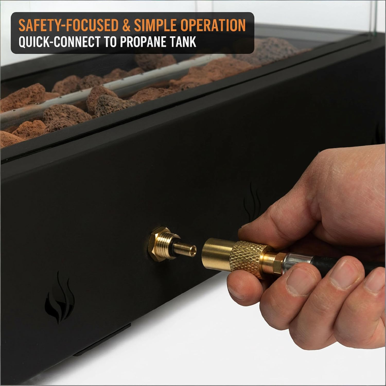 Propane Fire Pit Table, 40,000 BTU 28 Inch Rectangular Outdoor Tabletop Fire Pit with Glass Wind Guard, Black Steel Fire Pit, Portable Gas Fire Pits for Patio Balcony Garden, Not Included Propane