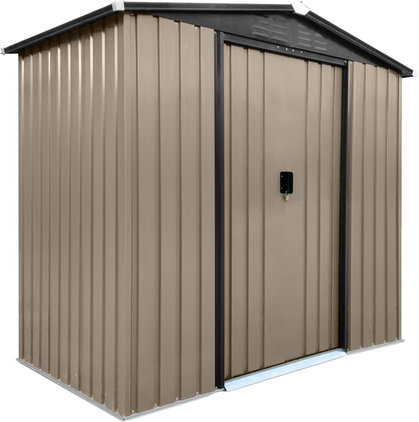 4FT x 6FT Outdoor Storage Shed with Sliding Doors, Waterproof Garden Shed for Patio Backyard, Roof Tool Shed, Vertical Lean to Shed for House Exterior, Small Shed Kit