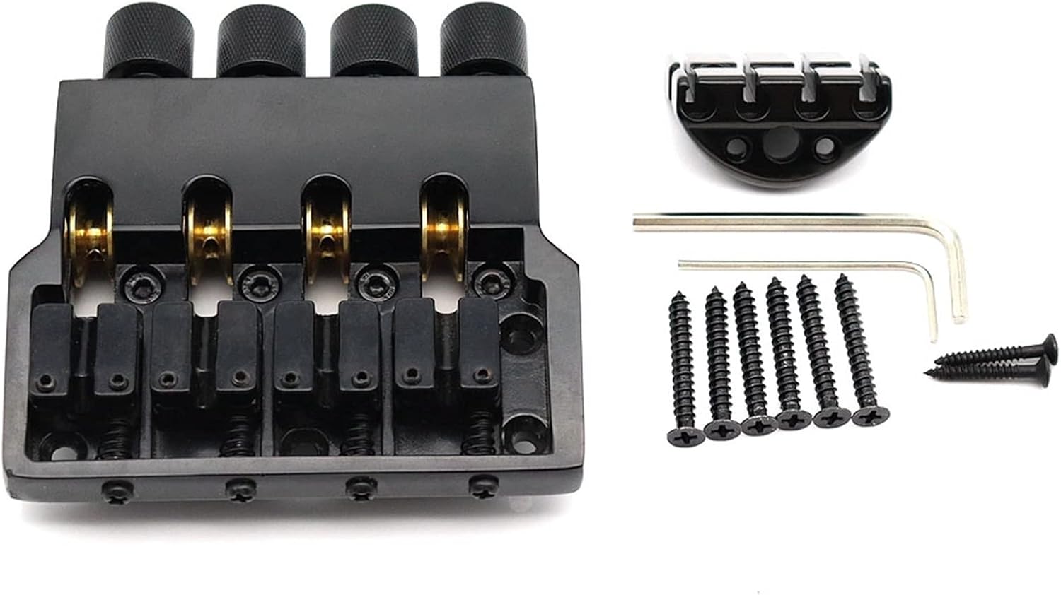 1set Electric Bass Bridge Headless Bass String Bridge Ball String Saddle Black Guitar Parts Bridge