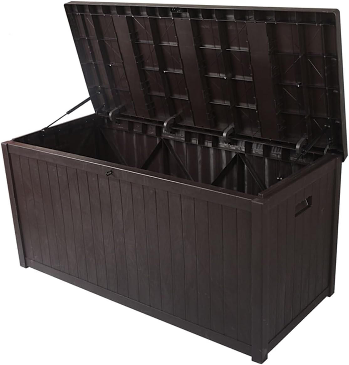 80 Gallon Outdoor Garden Storage Box, Large Capacity Deck Box with Carrying Handle, Outdoor Multifunctional Portable Storage Box with Hydraulic Rod, Suitable for Outdoor, Garden ( Color : Brown , Size