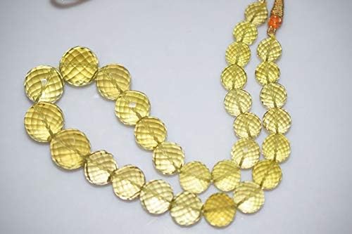 Beautiful Natural Lemon Quartz Round Faceted Beads Necklace-Lemon Quartz Round Faceted Necklace,12-19.50 mm,16