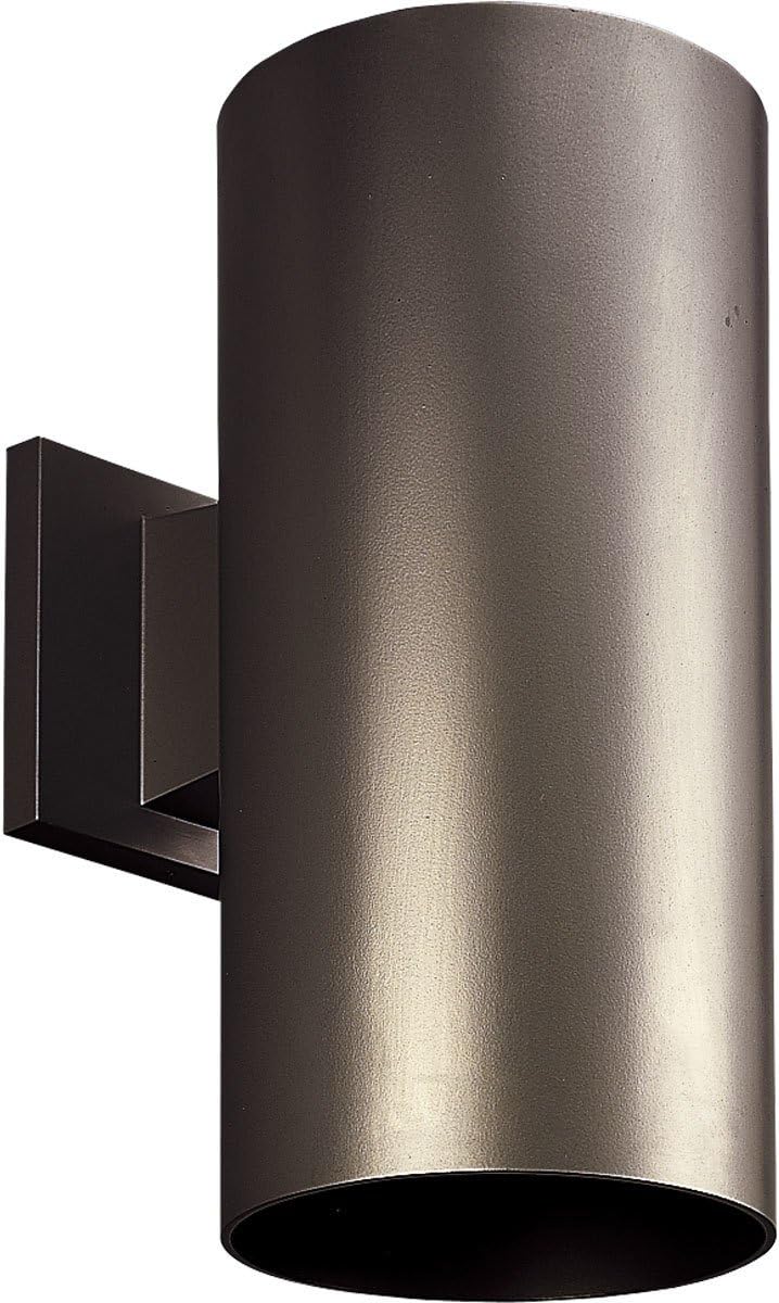 Progress Lighting 6-Inch Cylinder Outdoor Wall Sconce, 1-Light Modern Wall Mount Light, Interior and Exterior Lighting for Home or Porch, Aluminum Construction, Antique Bronze (P5641-20)