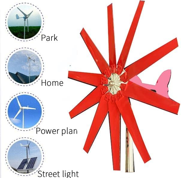 LiuSj JUnSt 5000W Wind Power Turbines Generator, 10 Blades Option Horizontal Wind Turbine with Waterproof Charge Controller Fit for Home Or Camping (Red)