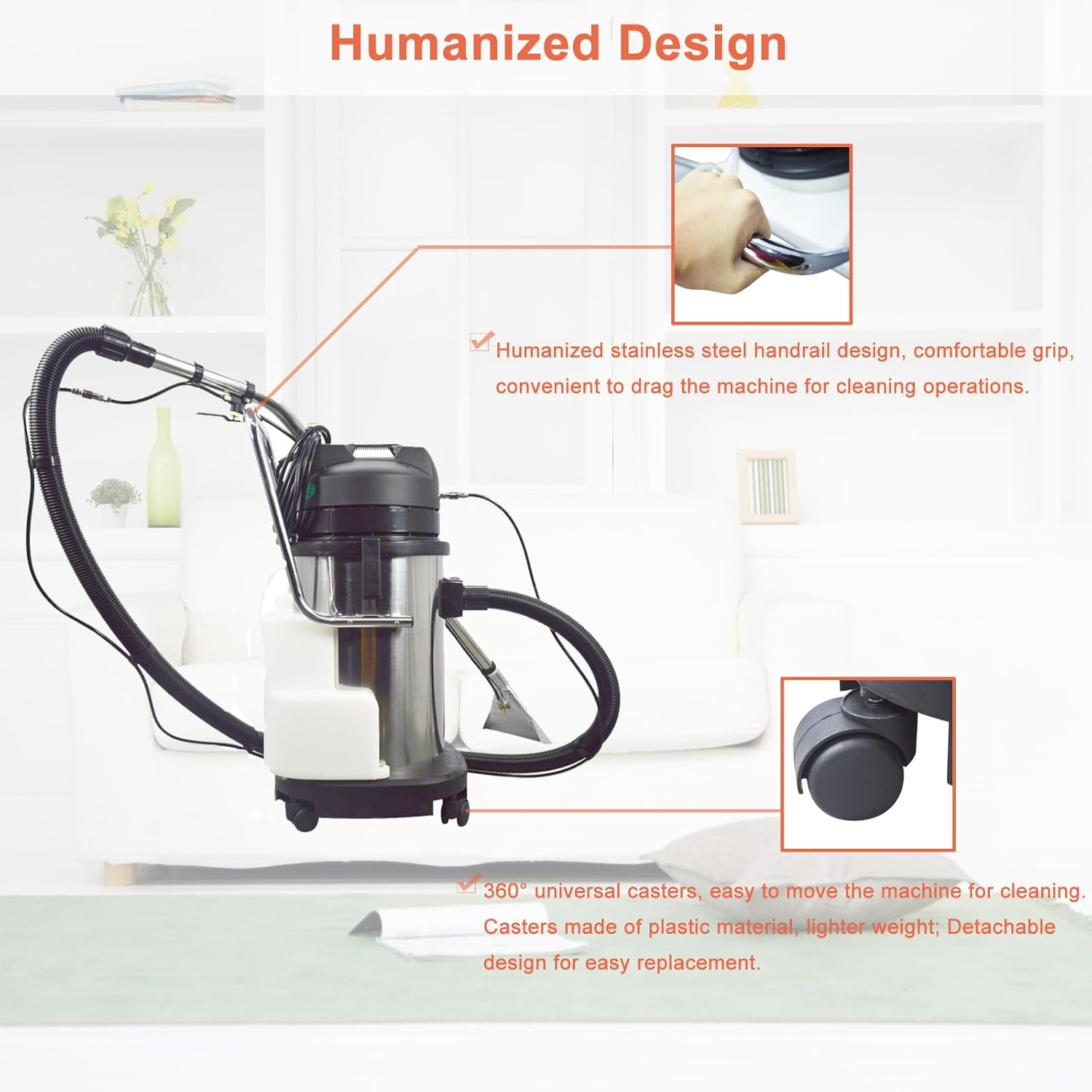 Carpet Extractor Machine 30L 3-in-1 Stainless Steel Carpet Cleaner for Corridor, Conference Hall and Restaurant 110V 1000W