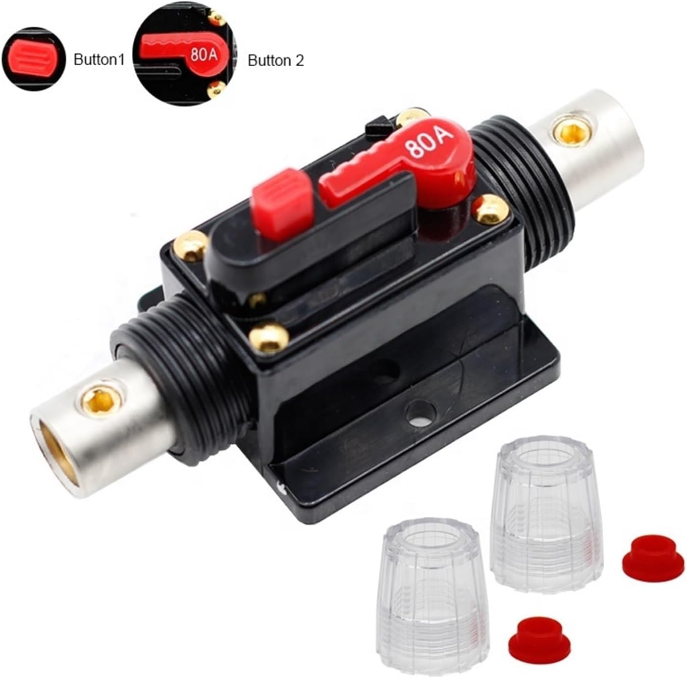 50A60A70A80A100A120A150A 12V Car Truck Audio Modification Stereo Amplifier Circuit Breaker Automatic Reset Fuse Holder Switch(150A)