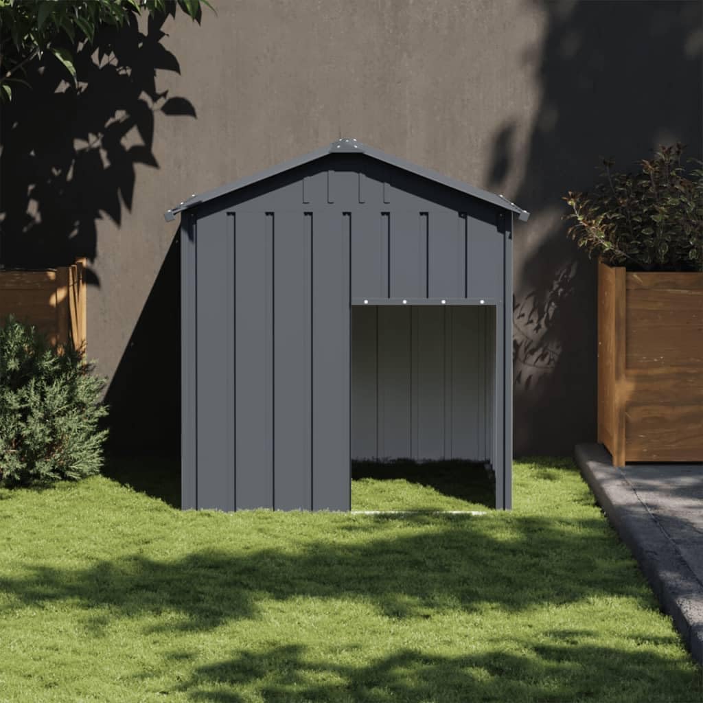 Dog House Galvanized Steel with Roof, Dog Kennel Outdoor Heavy Duty Dog House for Outside Backyard, Anthracite 46.1