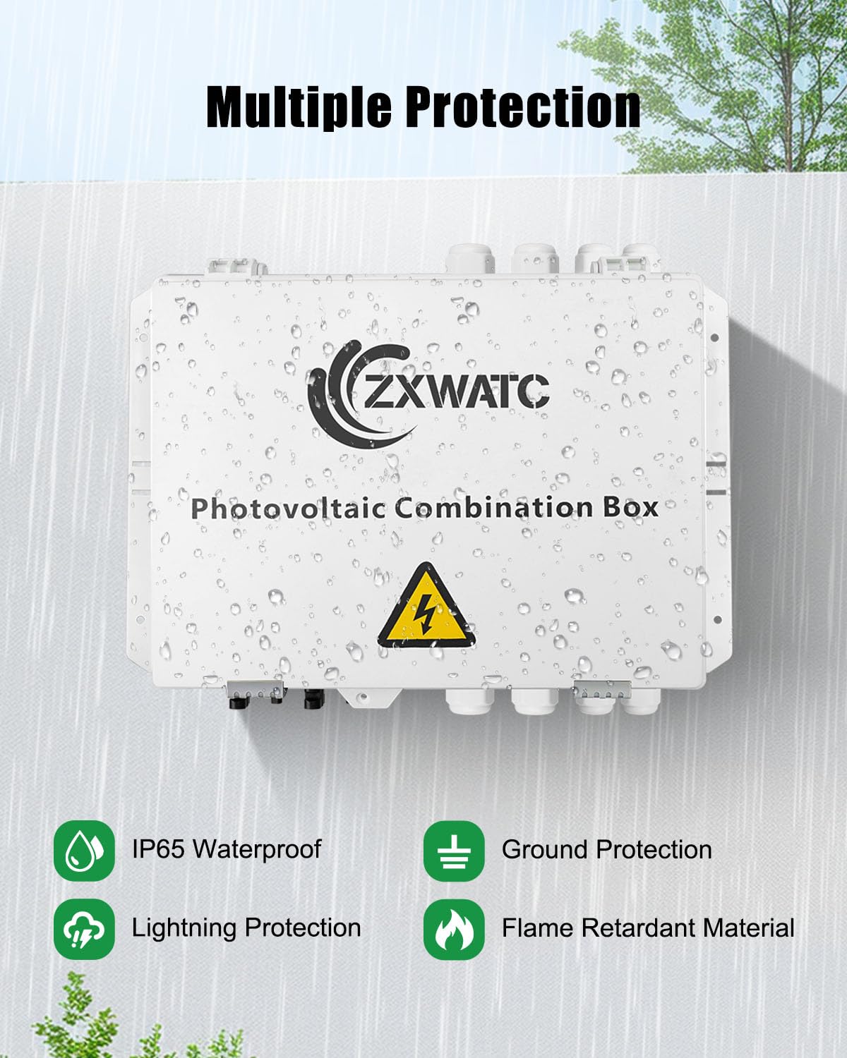 PV Combiner Box 2 String Solar Distribution Box with 25A, 250A DC Circuit Breakers, 63A,125A AC Circuit Breakers, and Surge Protection – IP65 Waterproof, Perfect for 8K-10KW Solar Inverter Systems