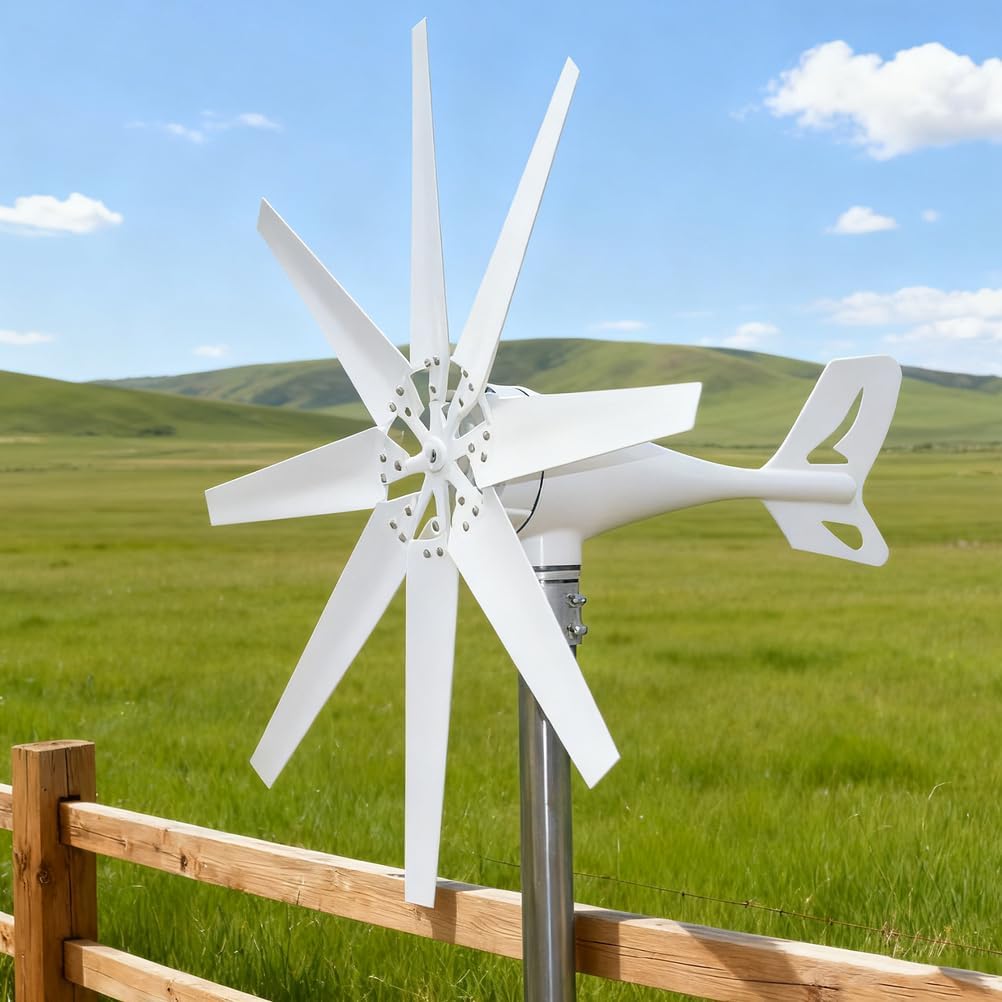 12V,BAOJUHUIKANG 3000W-6000W 3Phase AC 8 Blades12v 24V 48V Horizontal Wind Turbine Generator Windmill Complete Kit with MPPT Controller for Home Street Lighting