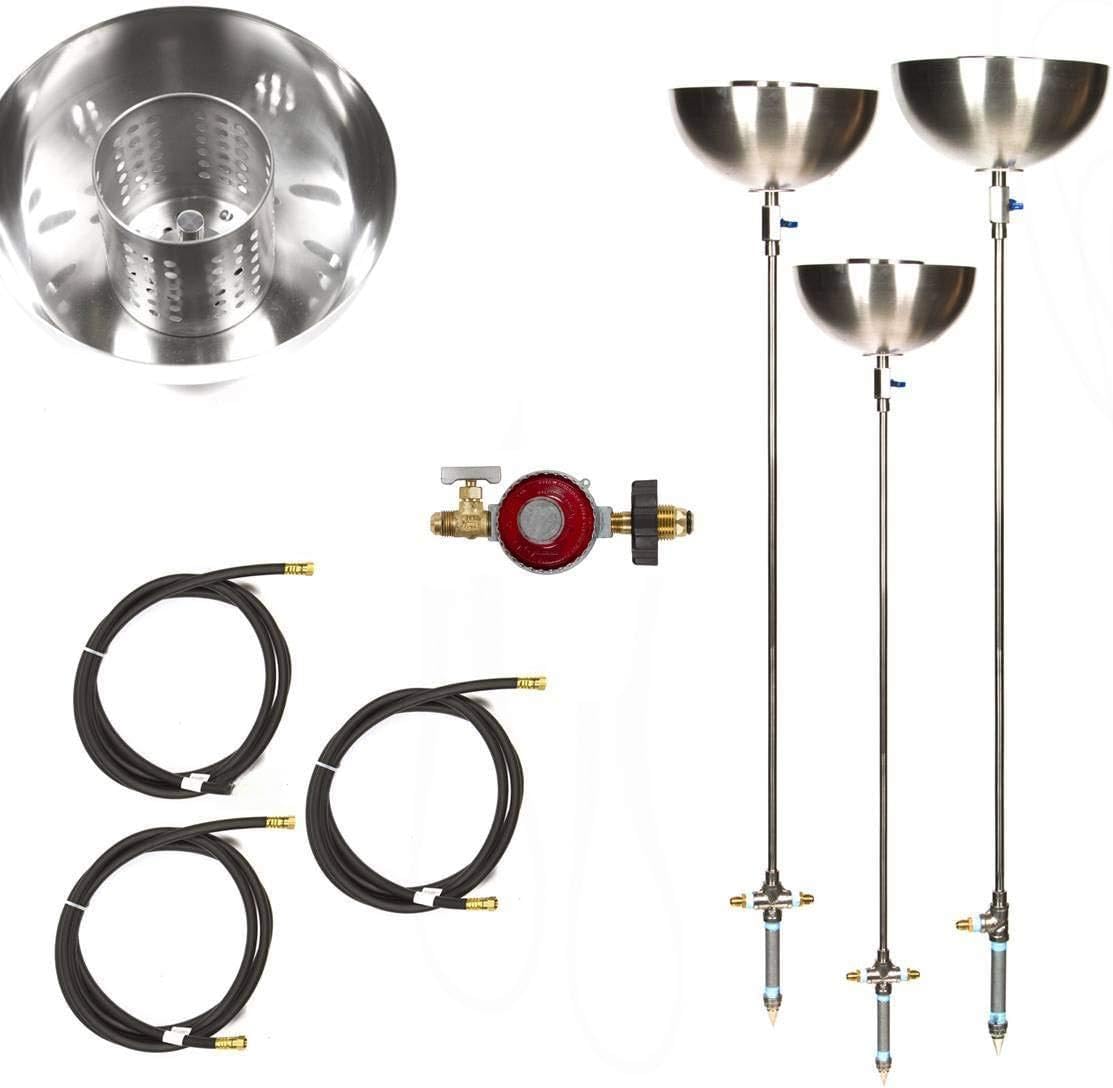 EasyFirePits Complete LP Basic Fire Pit Kit & Choices of Lifetime Warr 316 Stainless Burner (72.0, Torch72B-3pk)