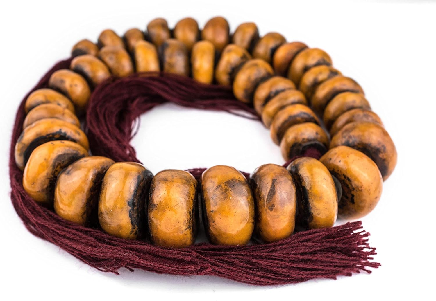 The Bead Chest Honey Moroccan Resin Beads Extra Large 37mm Morocco African Orange Round Large Hole 38 Inch Strand Handmade