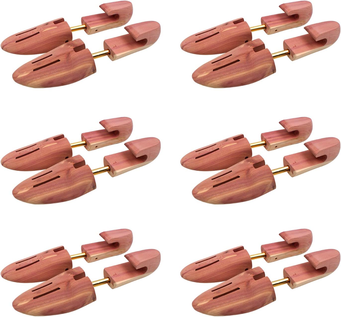 Cedar Shoe Trees with Single Tube, Wooden Shoe Tree for Men, 7–14 Size Cedar Accessories for Sneakers, Boots - 6 PKS