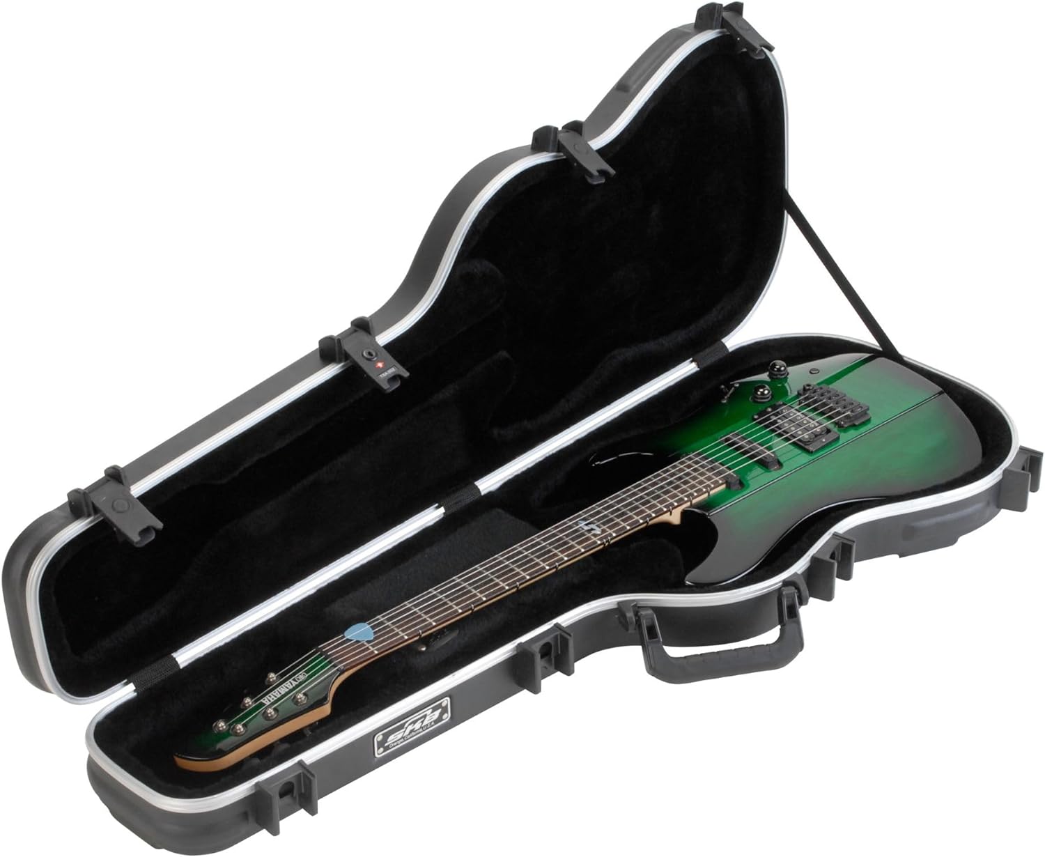 SKB Cases Standard Electric Guitar Shaped Case with TSA Recognized Locking Latch, Molded-In Bumper Protection and Fully Plush Lined Interior