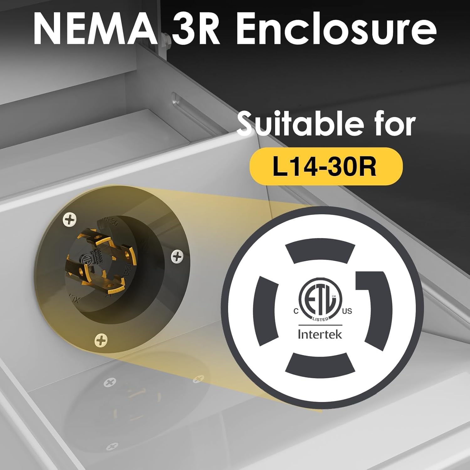 30A Generator Setup, L14-30P Generator Inlet Box with L14-30R to 14-50R Adapter, for Backup Generator