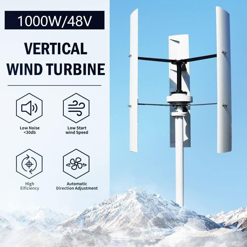 CAJUCA 1000W Vertical Wind Turbine Generator Free Energy Generator Windmill Motor with Controller for Marine Boat Home Factory Use