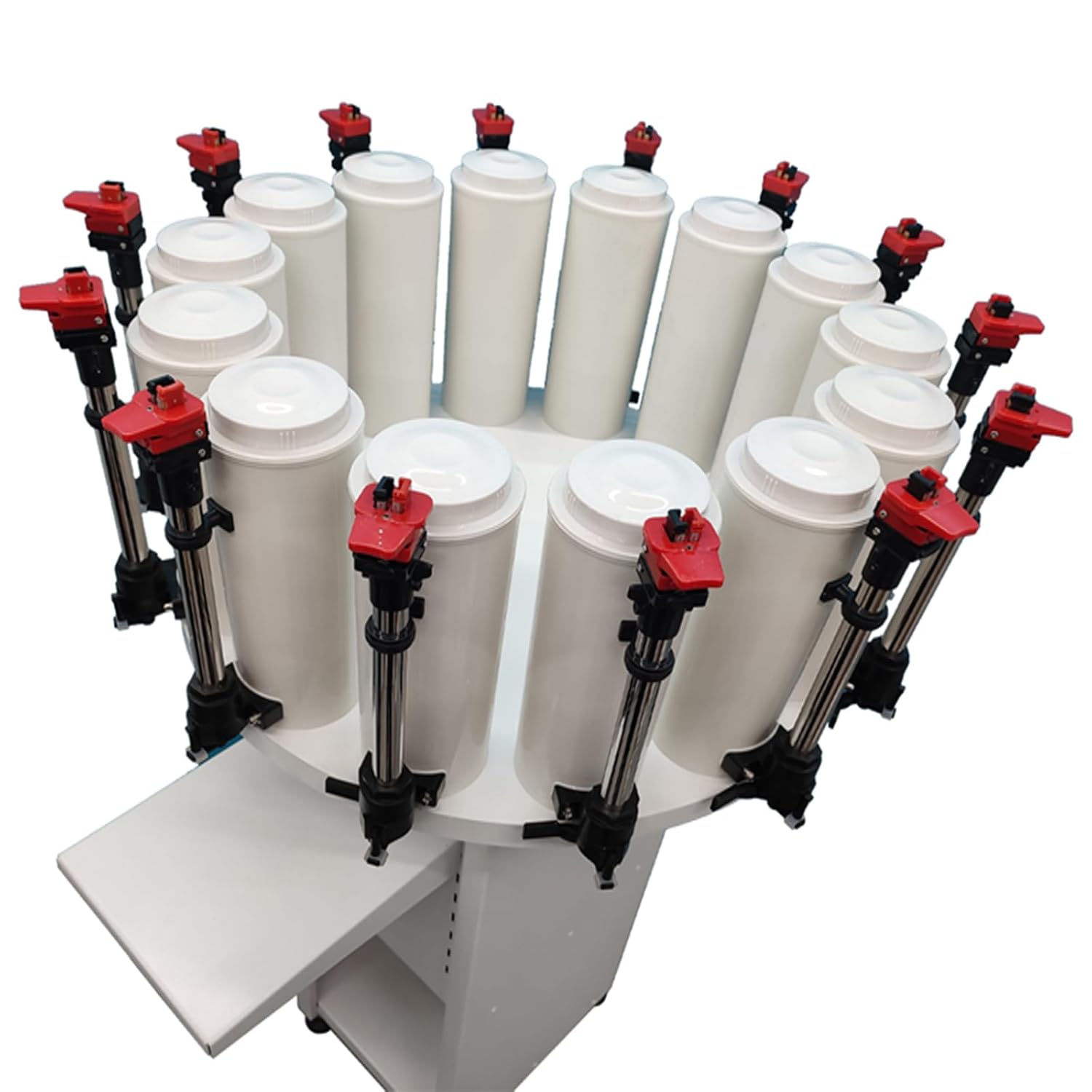 TECHTONGDA Paint Colorant Dispenser, 14 Canister Base Paint Tinting Machine, Double Pump, Double Gauge Lock, 2.3L Drum Capacity, Electric Stirring Color Mixing Machine for Water or Oil Colorant