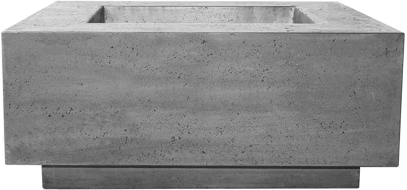Prism Hardscapes Tavola 42 Concrete Gas Fire Pit (PH-427-4LP), Propane, Pewter, 42x42-Inch