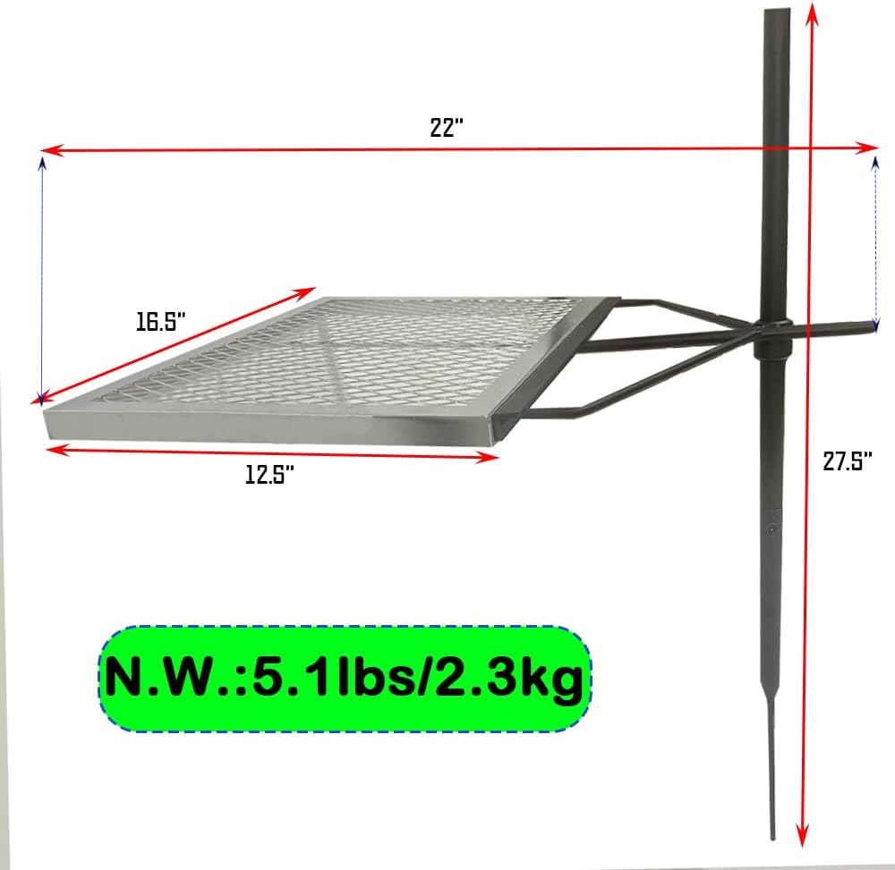 Open Fire Cooking Grill, Camping Cooking Tool Rotating Campfire Grill,Fire Pit Grill,Heavy Duty Steel Grill,Cooking Grill Stand, Multifunction Fire Pit Grill for Outdoor Barbecue Camping Garden Dinner